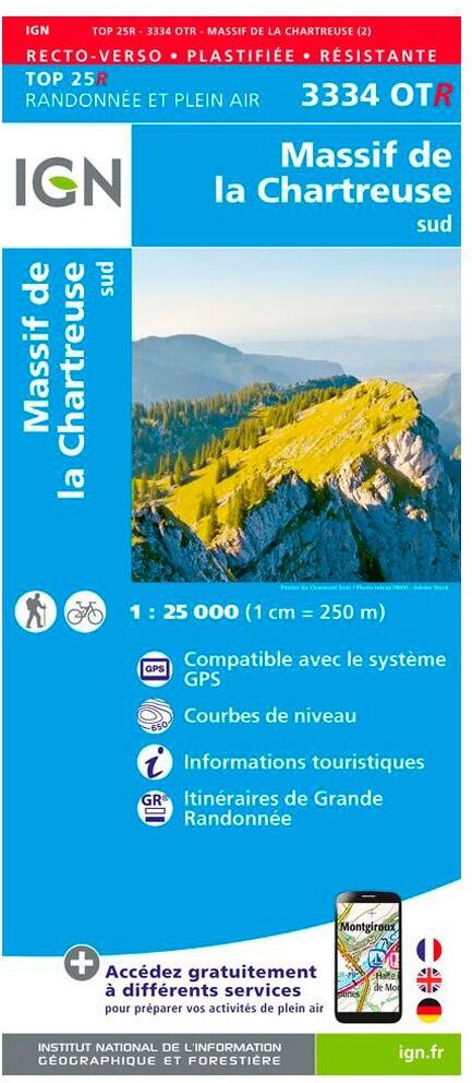 IGN  - 3334OTR Massif de la Chartreuse Sud - Résistante - Carte