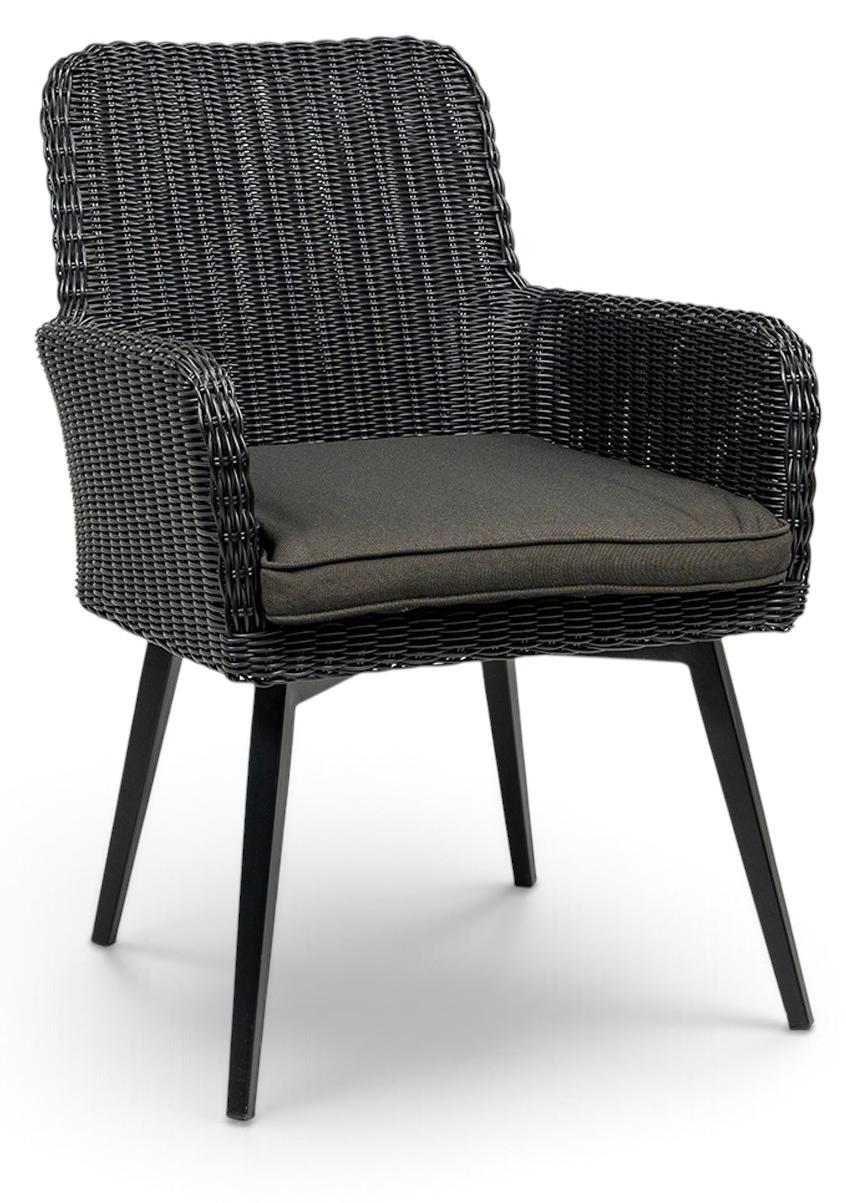 Dining-Gartenstuhl | Pisa | Schwarz | Rattan | 2er Set