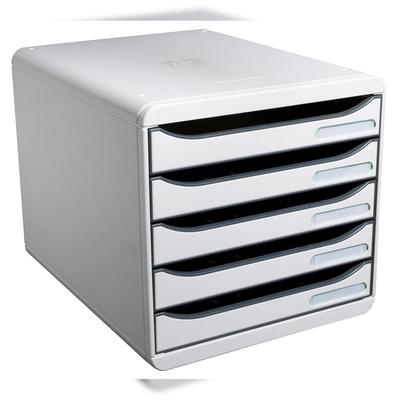 Exacompta 309740D 1x Ablagebox mit 5 Schubladen für DIN A4+ Dokumente Big Box Plus Office Lichtgrau