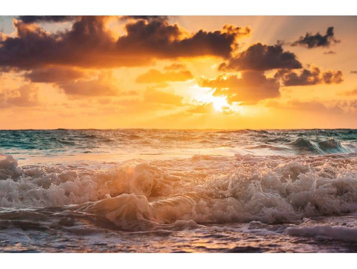 Fototapete PAPERMOON Karibisches Meer Wolkenlandschaft , bunt, B:3,5m L:2,6m, Vlies, Tapeten, Fototapete