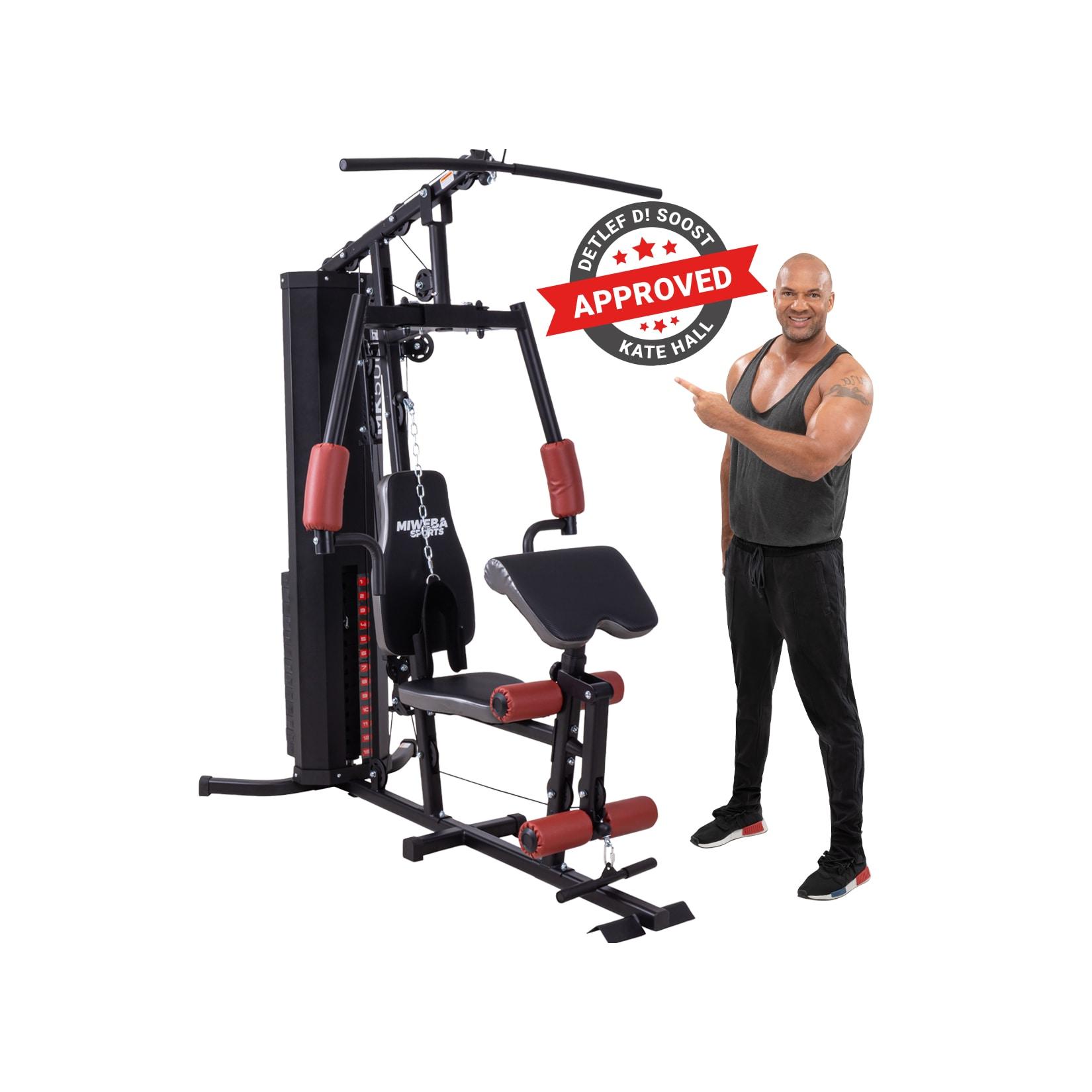 Miweba Sports 50in1-Kraftstation MK500 Pro, Fitnessstation mit ca. 60 kg Seilzug, Butterfly, Zugturm