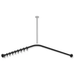 Hewi System 900 Vorhangstange 900.34.10060DC 787 x 787 mm, 16 Vorhangringe, Edelstahl pulverbeschichtet schwarz tiefmatt