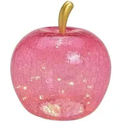 LED Dekolampe Apfel Glas 30er LED Lichterkette Timer Ø22 cm pink