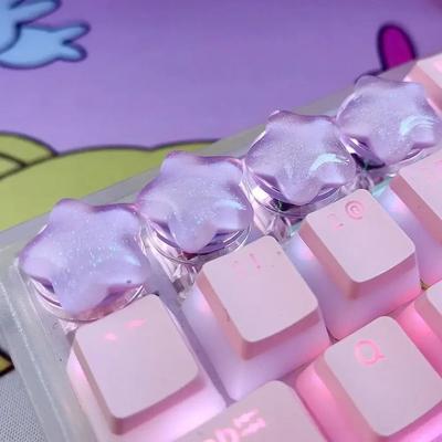 Cute Translucent Star Keycaps Set For Mechanical Keyboard Aesthetic Customization purple