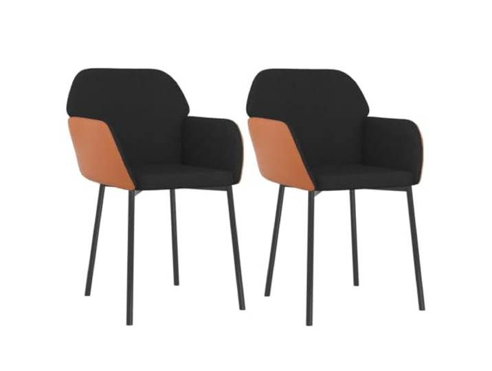 KLGBNCVE Esszimmerstühle 2 STK. Schwarz Stoff und Kunstleder Metall- und Sperrholzrahmen, Schaumstoffpolsterung, ergonomische Arm- und Rückenlehne, bis 110 kg