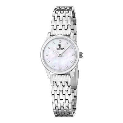 Quarzuhr FESTINA "Mademoiselle", silber (silberfarben, perlmuttfarben, perlmuttfarben), Armbanduhren, Damen, silberfarben, Quarzuhr, Armbanduhr, Damenuhr, Edelstahlarmband, analog