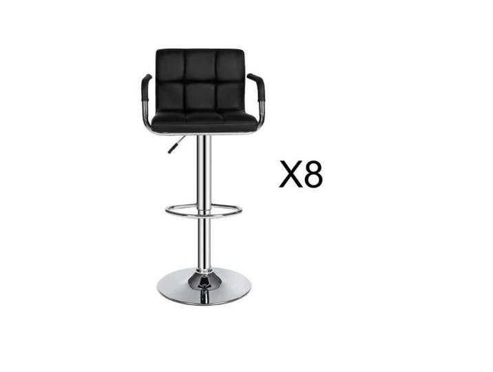Tabouret de bar - Lot de 8 - Chaise de bar noir réglable