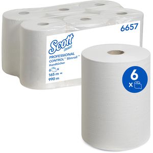 Scott Handtuchrollen Slimroll, 6657, 1-lagig, weiß, 20cm x 165m, 6 Rollen