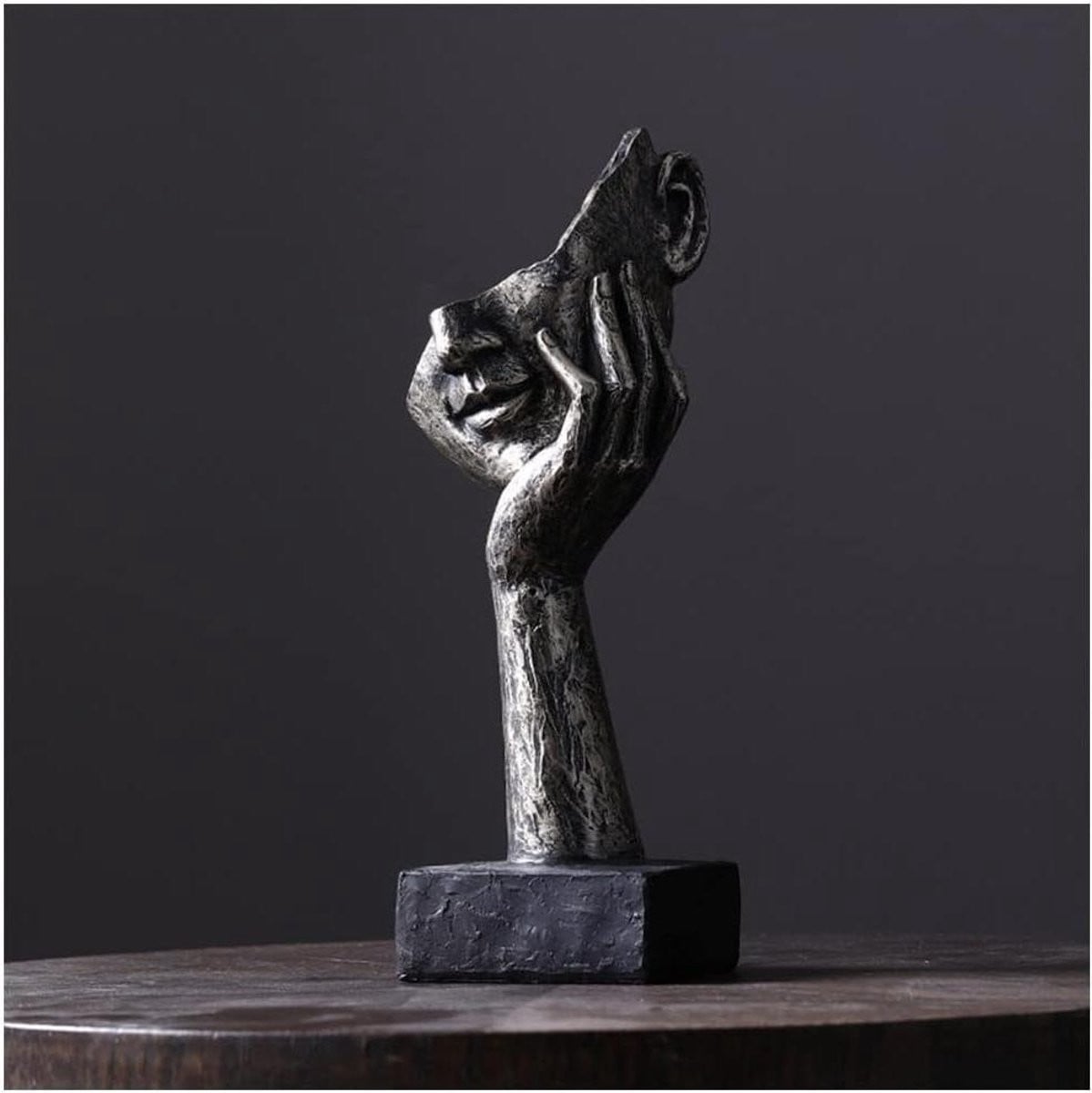 Denkende Man Beeld - Abstract Meditatie Decoratie - Donkergrijs - Hoogte: 30,5 cm