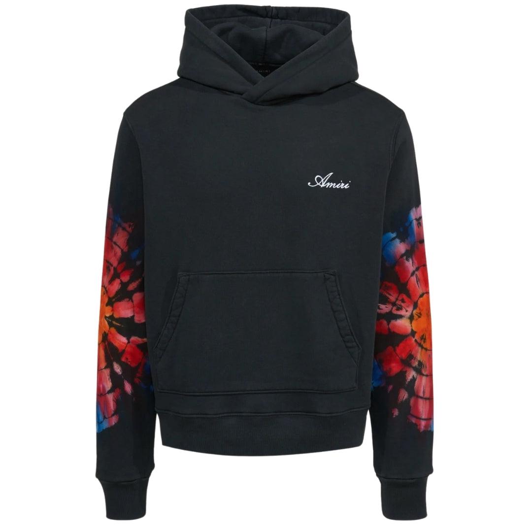 Amiri Spot Tie Dye Sleeves Schwarzer Kapuzenpullover