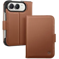 QiAlino Leder Wallet Etui mit Stand für iPhone Duo (Apple iPhone Duo), Smartphone Hülle, Braun