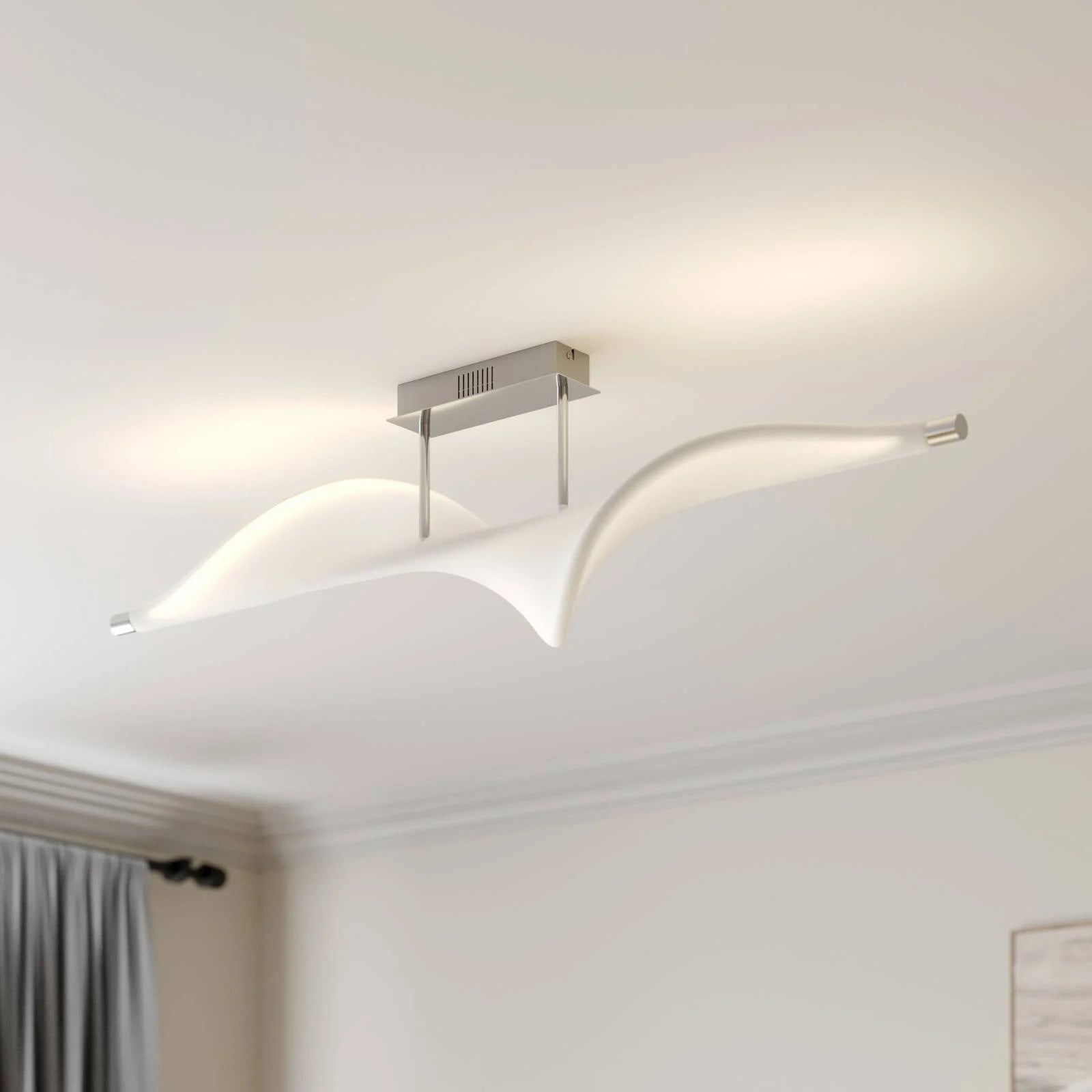 Lucande Edano Plafondlamp - Modern - Wit - Dimbaar - LED - Textiel en Aluminium