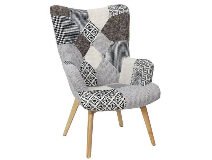 Fauteuil - Home Deco Factory - Helsinki - Patchwork - Confortable - Gris