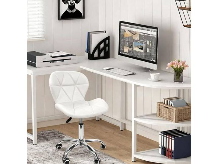 HOMEWELL. LOT DE 1 - CHAISE DE BUREAU - CHAISE PIVOTANTE À 360° - 45*35*73-88CM - BLANC