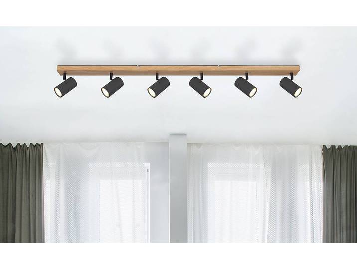 Plafonnier 6 x 12 x 115cm Marron/Gris/Beige/Taupe 6 Métal graphite foncé, Métal graphite, Métal noir mat LED GU10