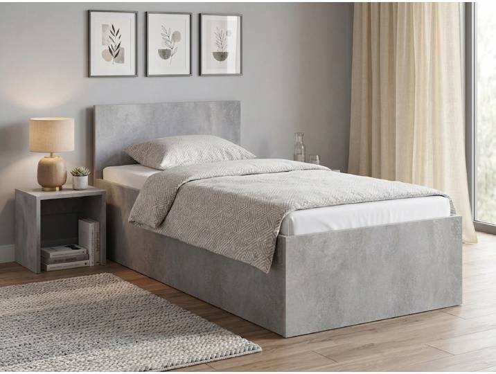 Bett SOFIA 90 x 200 cm, Beton Matratze: Matratze Deluxe 10 cm, Lattenrost: Mit Lattenrost