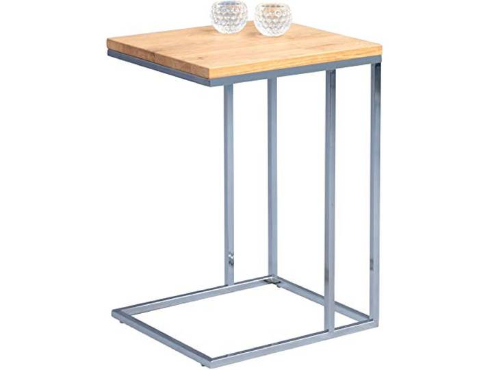 M2 Kollektion Finn – Beistelltisch 38x43x62cm Massives Wildeichenholz C-Form für Sofas & Betten Pflegeleicht