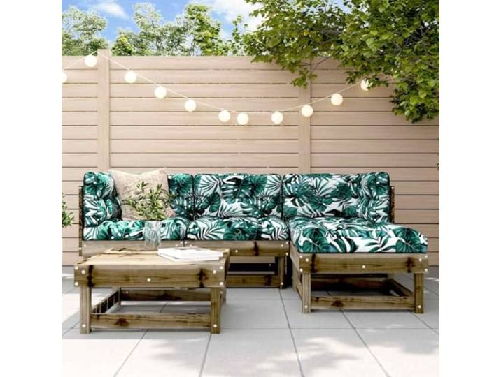 WDGJJFECNMUEHI Bois imprégné Design à Lattes Salon de Jardin 5 pièces brun Salon de jardin 5 pcs bois pin imprégné design lattes canapé modulaire table basse extérieur résistant intempéries pour