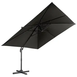 COSTWAY Sonnenschirm 300x300cm, Ampelschirm mit Kurbel, Gartenschirm neigbar, 360° drehbar, großer Terrassenschirm, Marktschirm, Schwarz