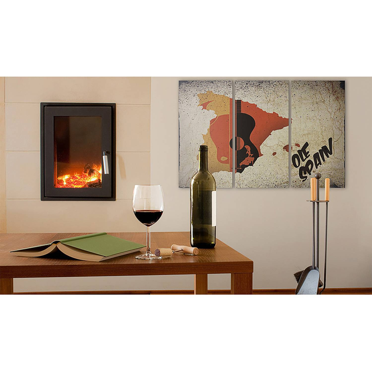 home24 Spain Triptychon canvas wanddecoratie multicolor B: 120 cm