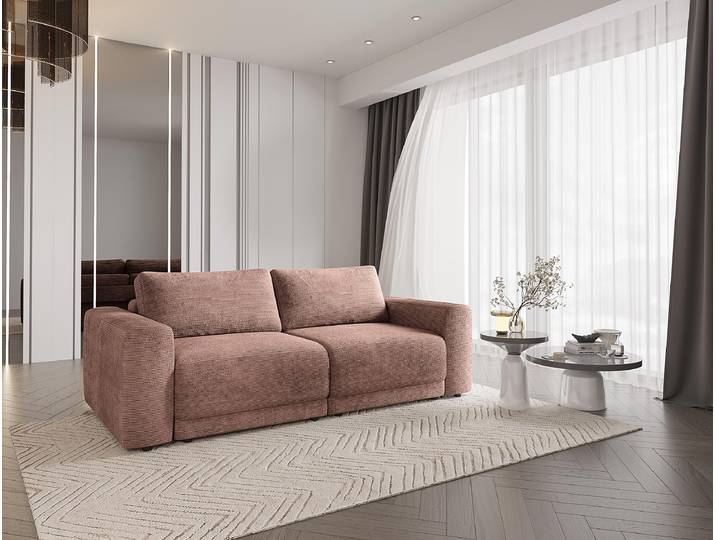 Schlafsofa Pink/Mauve Webstoff 256 x 88 x 120cm mit Schlaffunktion Modern