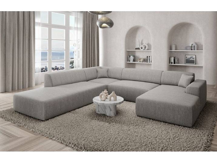 Sofa Dreams Wohnlandschaft Designer Strukturstoff Sofa Mallorca U Lounge Stoffsofa Modern, Lounge-Sofa