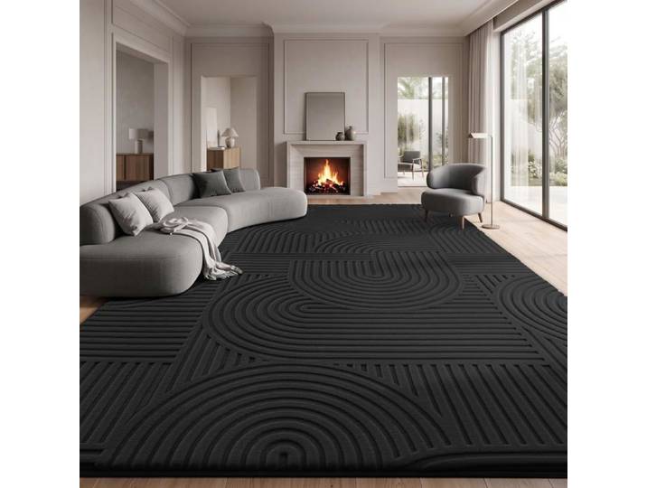 Grand Tapis De Salon 160 X 230 Cm Tapis Moelleux Couleur Crme Tapis Lavable Poils Ras Avec Motif Circulaire
