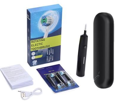 Youfap Market Rotating Electric Toothbrush For Adults, Rechargeable With 8 Soft Brush Heads black