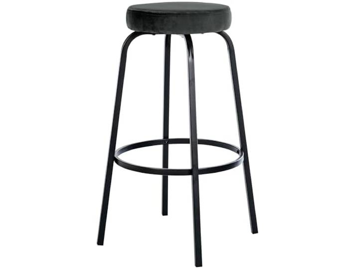 CLP Barhocker gepolstert ohne Lehne Kamari, Barstuhl mit Bezug aus Kunstleder oder Samt, Tresenhocker mit Metallgestell, Farbe: dunkelgrau, Material: Samt