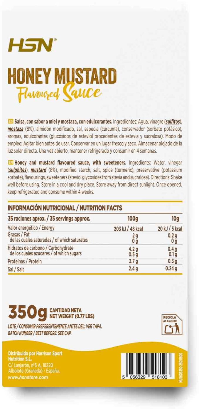 HSN Salsa mostaza y miel - 350g - Salsas - Líquido - 35  Servicios
