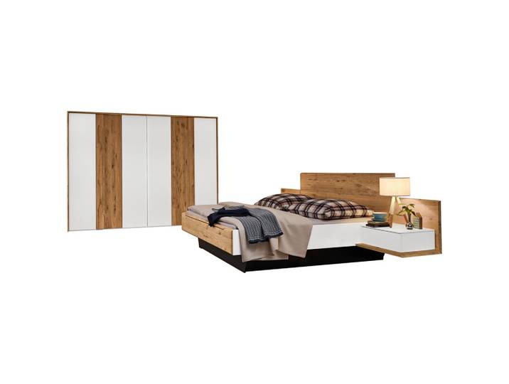 Musterring Schlafzimmer Jovanna, Weiß, Eiche, Holz, Eiche, massiv, 6 Fächer, 180x200 cm, Goldenes M, Dgm, Typenauswahl, Schlafzimmer, Schlafzimmer Komplett