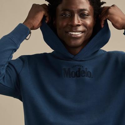 Lucky Brand Modelo Logo Hoodie - Men's Clothing Outerwear Sweatshirts Crewneck Hoodies in Insignia Blue, Size M