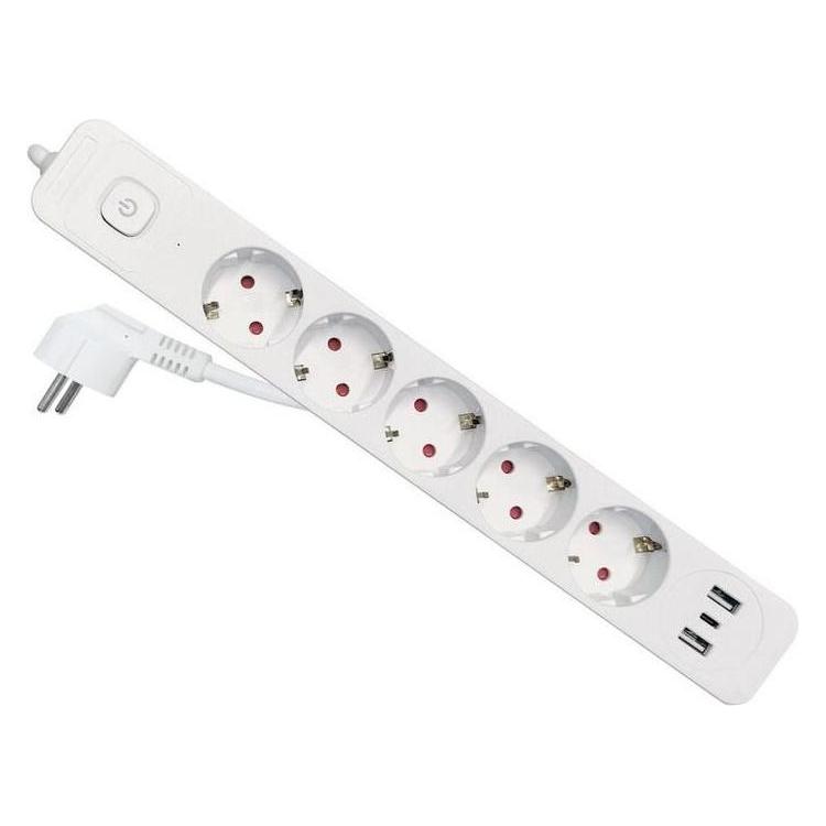 equip Steckdosenleiste 5-fach Schuko 1,5m mit 3xUSB+Schalter (5x, CEE 7/3, USB-A, USB-C, 2.50 m) (245555)