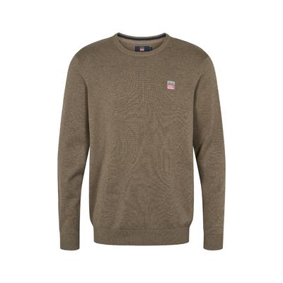 Strickpullover VINSON "VINSON Sweater VMJulian", Herren, Gr. S, braun (braun melange), Obermaterial: 100% Baumwolle, Pullover Strickpullover
