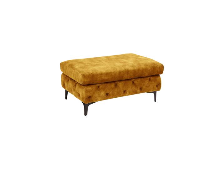 Grosser Samthocker „Modern Barock“ Senfgelb Invicta Interiors