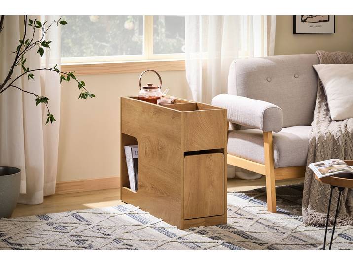 SoBuy FBT158-N Bout de Canapé Table d'Appoint avec 1 Plateau Amovible, 1 Tiroir Coulissant et 1 Compartiment Ouvert