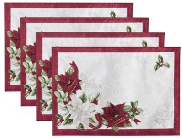 Threadmade Clarette Poinsettia Holiday Fabric Placemats, Set of 4