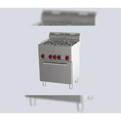 A&S polarny Gastro Edelstahl Gasherd 4-Brenner GN 1/1 Elektro-Umluft-Backofen Standgerät