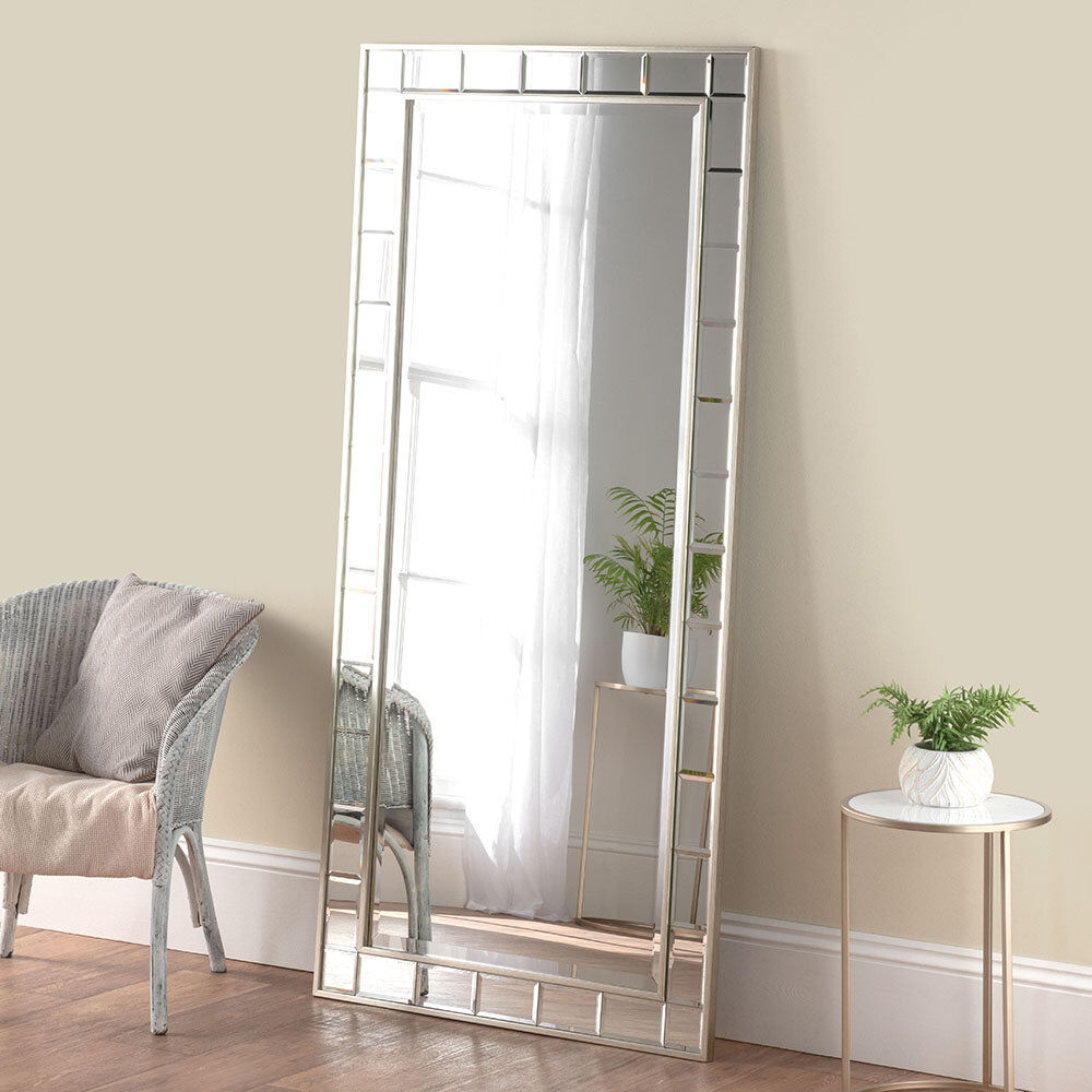 Canora Grey Adre Brass Rectangle Full Length Mirror Silver 173cm H X 2cm D