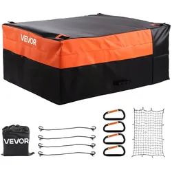 VEVOR Gepäckträgertasche Ladeflächentasche aus wasserdichtes 840D-PVC (0,736 m3), Gepäcktasche zur Aufbewahrung auf der Ladefläche von Lkws mit Ladungsnetz für PKW SUVs Vans Schwarz Orange