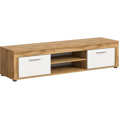 Lowboard OTTO HOME "AOSTA, Breite 160 cm, 2 Klappen, 2 offene Fächer", weiß (wotan eiche nachbildung, weiß), B:160cm H:37cm T:40cm, Sideboards, Lowboard, TV-Board, Mediaboard, TV-Möbel, TV-Lowboard, Fernsehschrank, Sideboard