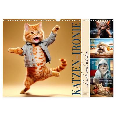 KATZEN-IRONIE Lach mal wieder (Wandkalender 2027 DIN A3 quer), CALVENDO Monatskalender
