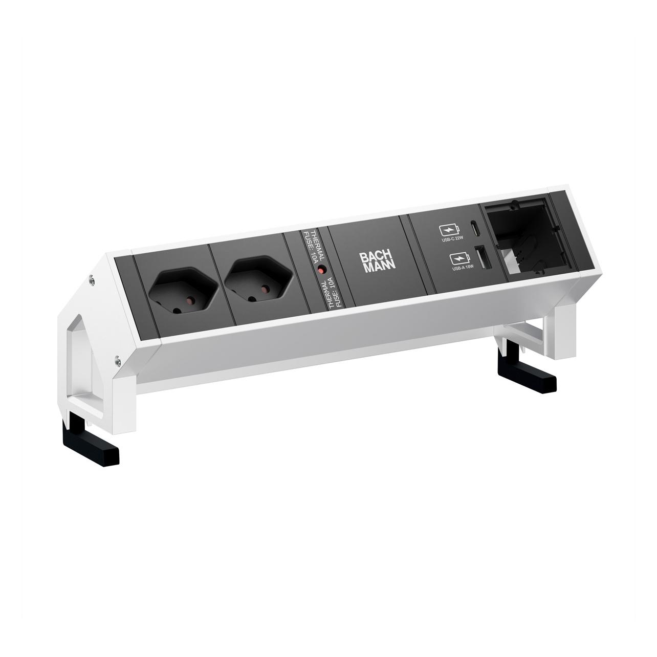 Bachmann Tischsteckdosenleiste DESK 2, 2x T13, 1x USB A/C (2x, Typ 13) (902.91)