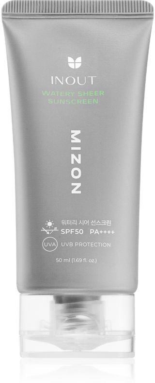 Mizon Inout Watery Sheer Sunscreen crème légère protectrice visage pour un effet naturel SPF 50+ 50 ml