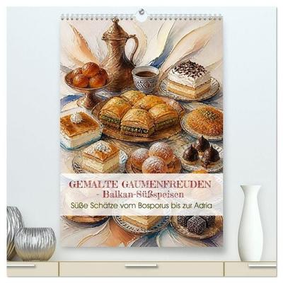 GEMALTE GAUMENFREUDEN - Balkan-Süßspeisen (hochwertiger Premium Wandkalender 2027 DIN A2 hoch), Kunstdruck in Hochglanz