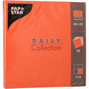 Papstar Servietten 89615, Daily Collection, 32x32 cm, 1/4-Falz, 2-lagig, nektarine, 20 Stück