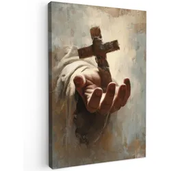 LEINWANDBILD Abstrakt - Kreuz - Hand - Christentum Deko Wohnzimmer 20x30 cm