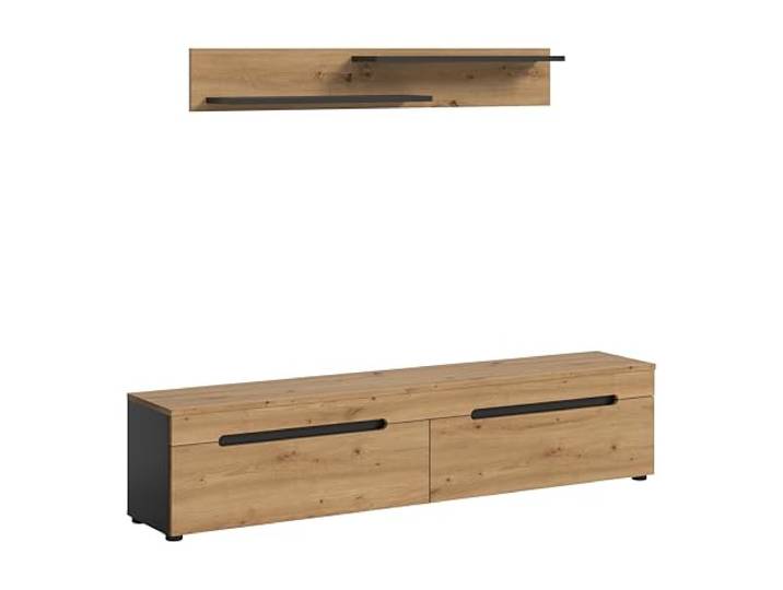 xonox.home - TV Element Canu 170x38x33 cm in Korpus Basalt grau Nb. und Front Artisan Nb. - Lowboard TV-Board Wohnwand-Element TV-Schrank - modern & praktisch
