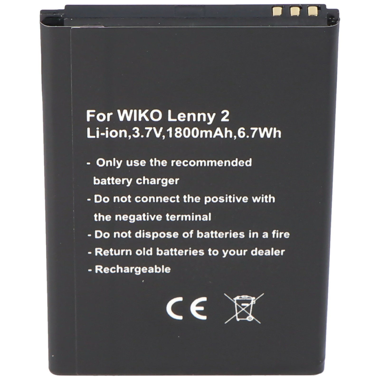 AccuCell Batterij voor Wiko Lenny 2, type 5030, 3,7 Volt, 1800 mAh, 6,7 Wh