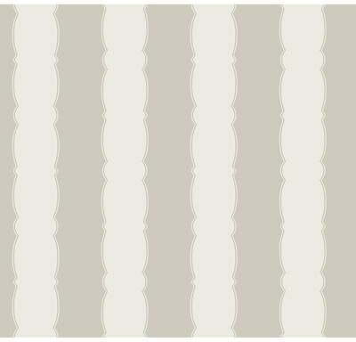 York Wallcoverings Scalloped Stripe Grey Wallpaper